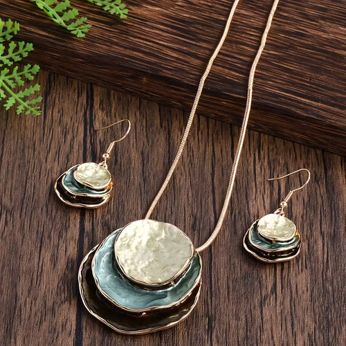 3pcs Bohemian Three-layer Round Zinc Alloy Enamel Jewelry Set