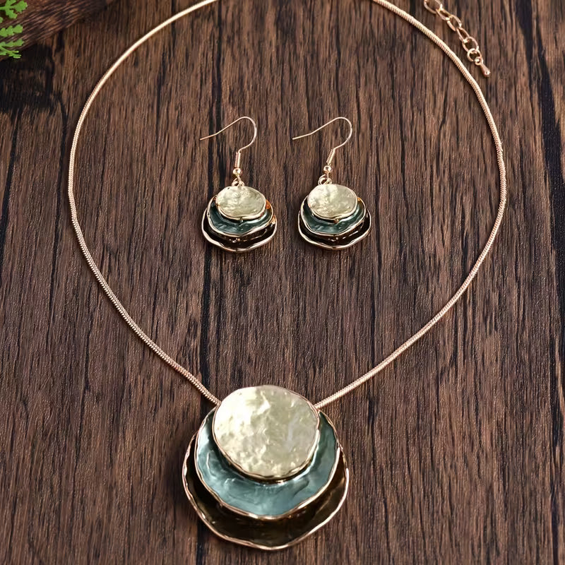 3pcs Bohemian Three-layer Round Zinc Alloy Enamel Jewelry Set