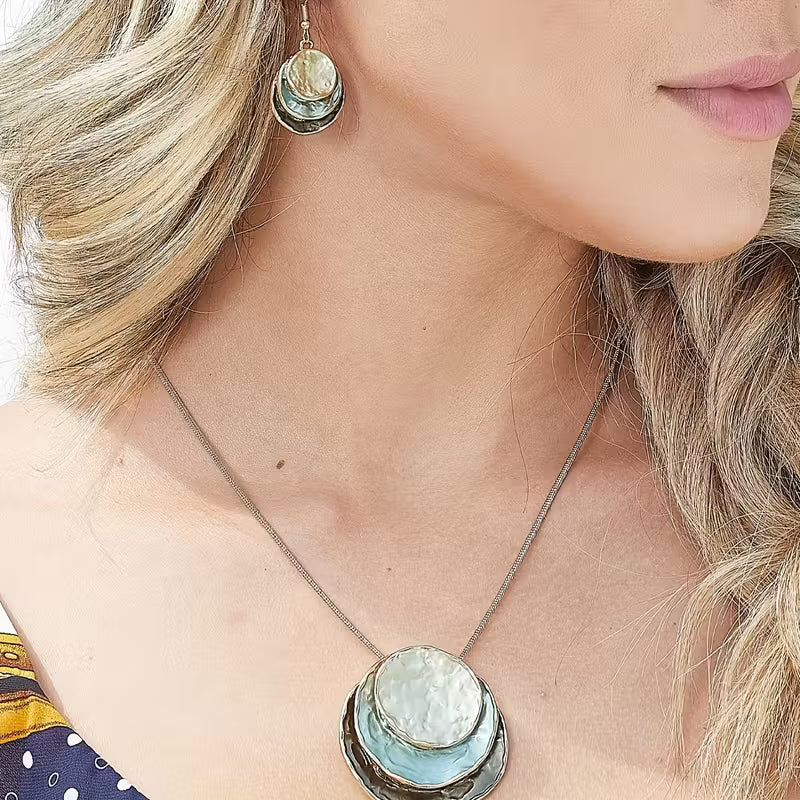 3pcs Bohemian Three-layer Round Zinc Alloy Enamel Jewelry Set
